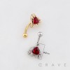 LOVE DROP CRIMSON HEART CHANDELIER TOP 316L SURGICAL STEEL CURVED BARBELL/EYEBROW